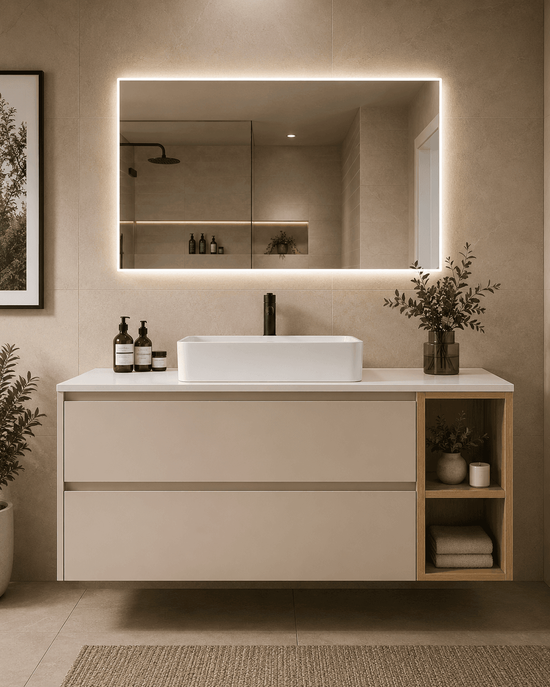 Mobilier de baie realizat la comandă.